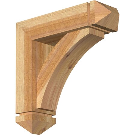 Thorton Arts And Crafts Rough Sawn Bracket W/ Offset Brace, Western Red Cedar, 6W X 20D X 20H